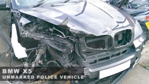 There was also damage to the police car as can be seen n the video.