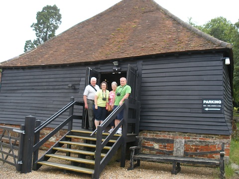 Ronald Mann, his wife Marilyn, their son Curtis and daughter Melanie visiting Wanborough Barn. Their ancestors James Mann 1788-1869 and his son John Mann 1811-1890 emigrated to America. John in 1832 and his father James with his younger children William, Elizabeth, Daniel, Anne and Hester ’Esther’ in 1841 after his wife Ann (nee Burbrick) died. His other children James, George and Mary stayed in England. They emigrated to America to join James’ brother John Mann who went out there on or before 1820 as one of the early settlers to join George Fowler and Morris Birbeck.  These two both well-to-do Englishmen found the land which met their expectations of establishing a colony of their countrymen, a part of which Birbeck named ‘Wanborough’ after his old home in England and Flower founded Albion, Edwards County, Illinois. There is only a ‘Wanborough’ Cemetery left of Wanborough, where John Mann 1811-1890 is buried. Their decendents, of whom Ronald Mann and his family are one, still farm in the area.