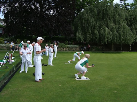 Bowling at Castle Green in bright sunshine on Sunday June 1, in a match against Milford.