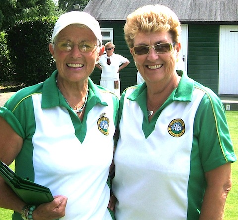 Castle Green president, Shirley West (right) and vice-captain Diana Summerhayes at Billingshurst Bowling Club.