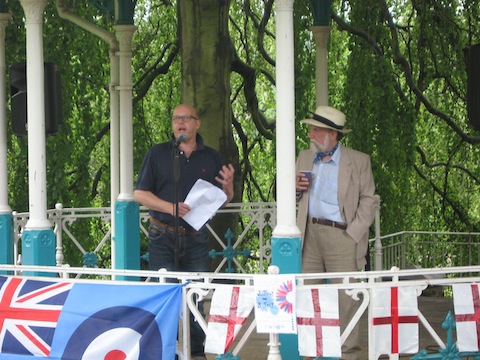 David Rose and Matthew Alexander give their talk about the town's war memorial in the Castle Grounds.