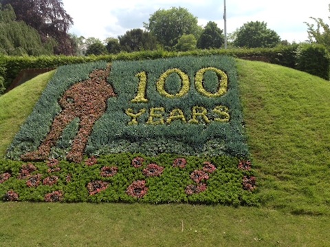 The carpet bedding in the Castle Grounds marking the 100th anniversary of the First World War.