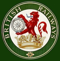 British Railways crest featuring a lion, a wheel and a crown.