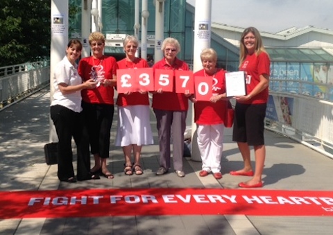 Spectrum's Gayle Clarke with Shirley West and the British Heart Foundation team and Kathrine Maynard, a volunteer manager for the BHF.