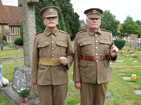 On parade at the church - both former Queen's Regiment territorials.