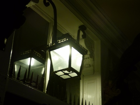 A single lamp lit at the Guildhall in remembrance of Britain's entry into the First World War 100 years ago.