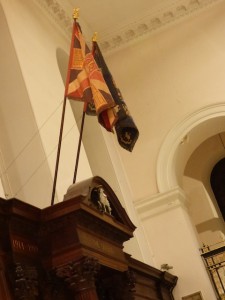 The colours of The Queen's Regiment in Holy Trinity Church. Nearly 8,000 men from the regiment died during the First World War.
