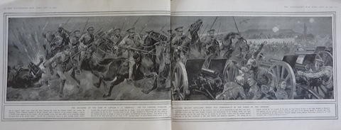 The double page spread in the Illustrated War News reporting Captain Grenfell's heroic deed than won him the Victoria Cross.