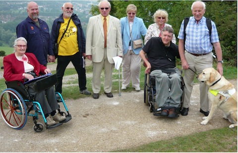 Pictured are members of Surrey Coalition and Box Hill head ranger Mark Dawson of the National Trust (blue jacket).