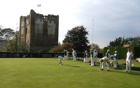 Bowling in front of Guildford Castle.