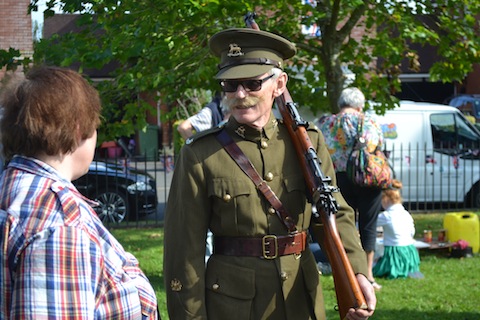 Everyone wanted to take a picture with Ian Chatfield in wartime uniform. Picture by Anna Valentina.