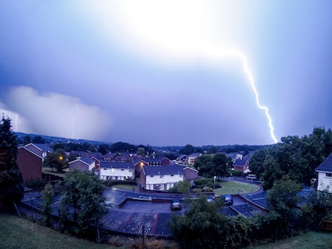 Lightning strikes over Guildford.