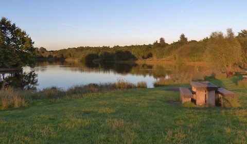 A view across Stoke Lake on a late September evening.