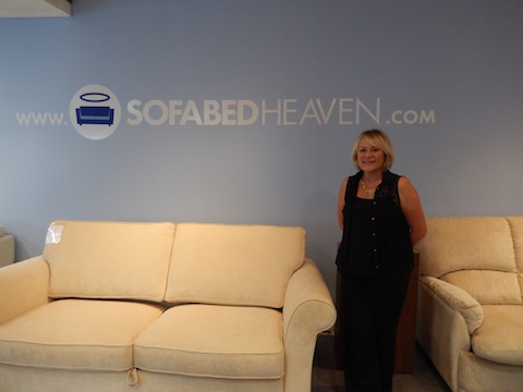 The manager of the Guildford branch of Sofabed Heaven, Lynn Salmon.