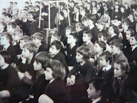 Pupils watching a film in the school hall in 1967.