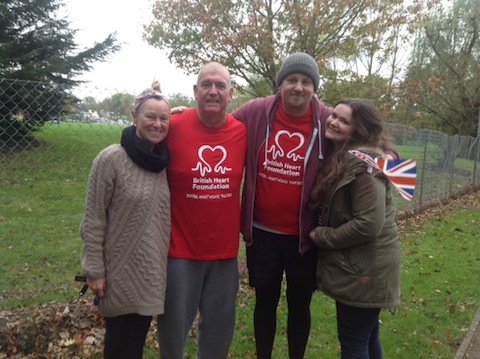 Home after their 24-hour walk raising funds for the British Heart Foundation.