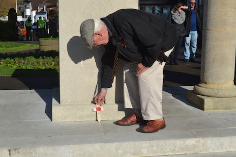 A wooden cross to remember a fallen serviceman.