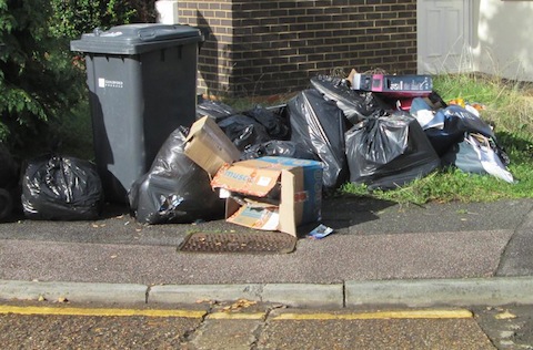 Rubbish piles up in Guildford Park Avenue.