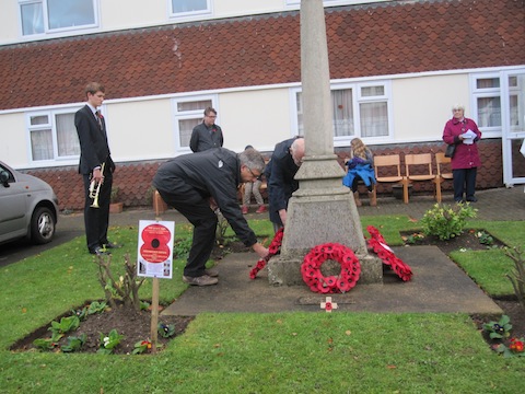 Wreaths are laid at the war memorial in Addison Road, Charlotteville.