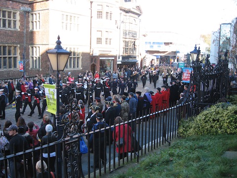 People gather in the High Street to see the march to the Castle Grounds. Picture by Sheila Atkinson.