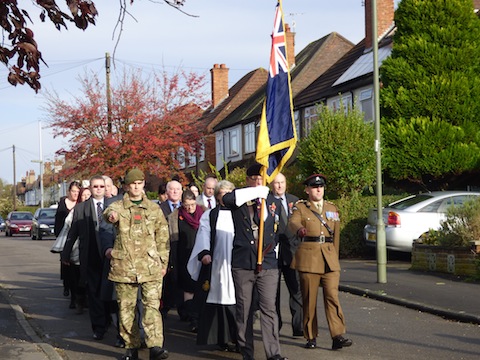 Members of the Stoughton & Westborough branch of the Royal British Legion and their guests march down Beckingham Road to St Francis' Church.