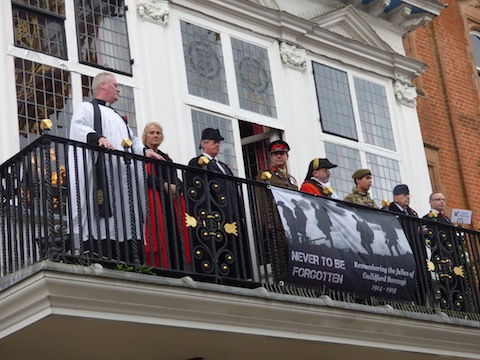 The two-minute silence was led from the balcony of the Guildhall.