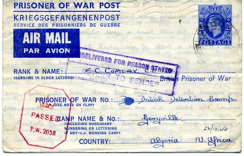 The air mail envelope that has sparked the query about how such a service worked during the Second World War.