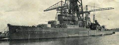 HMS Manchester in the dockyard at Philadelphia 1941.