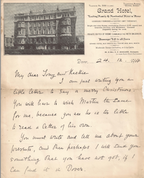 The first page of Charles Atkinson's letter.
