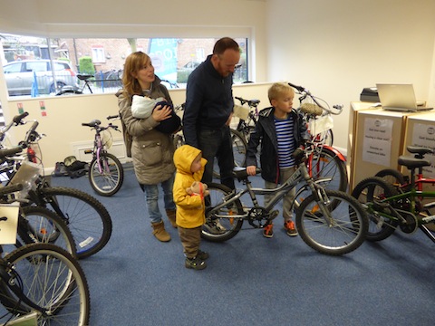 A family drop in to buy a bike.