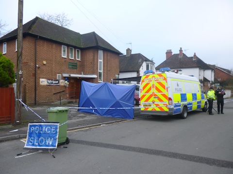 The scene outside Guildford City Social Club in Joseph's Road on Sunday, January 4.