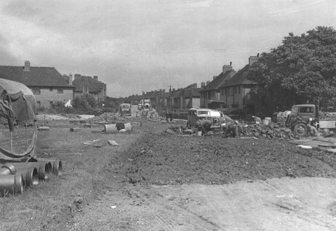 Another picture of work at the end of Southway starting for the building of the prefabs towards the end of the Second World War.