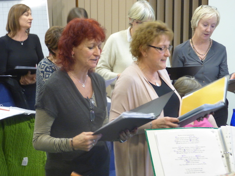 Members of the Rhythm of Life community choir in rehearsal.