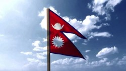 The flag of Nepal.