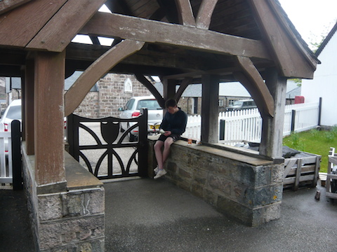 A lych gate at the front of the school provided a shelter and a seat on which we could eat our sandwiches. 