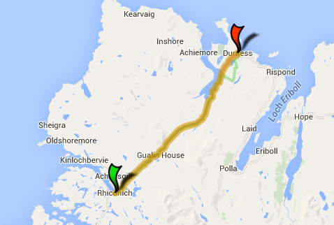 Our route from Rhiconich to Durness.