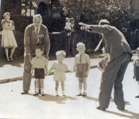 Byre field Road in Stoughton held a street party. John Lomas is the tallest of the three boys.