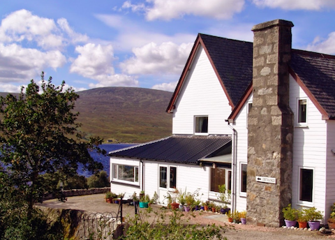 It's always a relief to arrive at your destination. Here Overscaig Hotel in fine weather. Photo Overscaig Hotel.