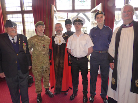 Those who took part in the ceremony pictured inside the Guildhall.