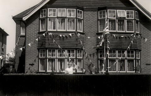 A house in Recreation Road decorated with bunting in 1945.