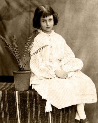 Alice Liddell, aged 7, photographed by Charles Dodgson (Lewis Carroll) in 1860. She inspired the main character in Alice in Wonderland