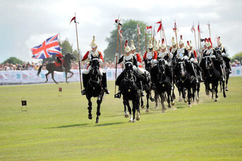 The Household Cavalry Regiment's Musical Ride in Stoke Park's Main Arena.