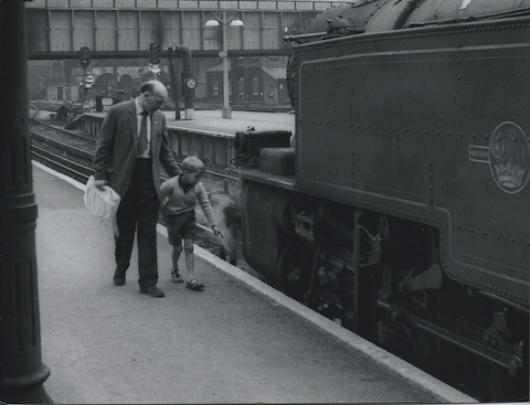 Me and my dad looking at an engine on the Guildford to Horsham line, Whitsun 1965. Picture by Roderick Hoyle.