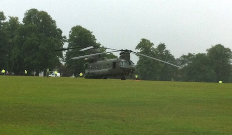 The Chinook helicopter that brought the Armed Forces Day flag to Guildford on Monday, June 22..