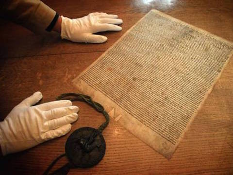 Image of the Magna Carta from Guildford Cathedral's website.