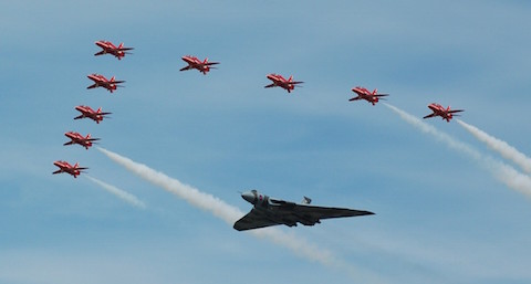 Red Arrows and the Vulcan.