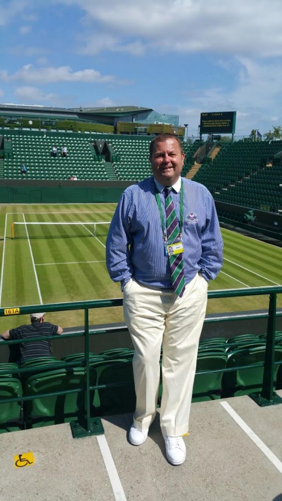Frenc at Wimbledon during one of his down-time periods. When on duty linejudges do an hour on and an hour off in rotation.
