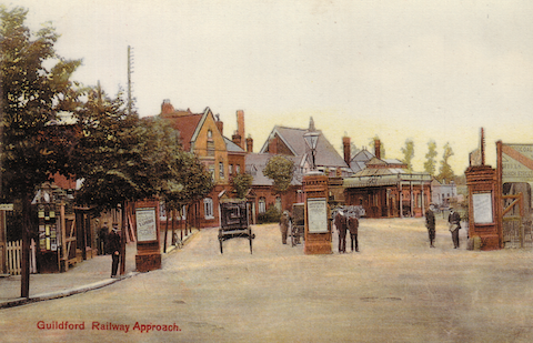 Guildford railway station at the turn of the 20th century.