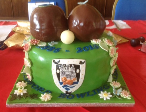 The cake made to celebrate Guildford Bowling Club's 130th birthday.
