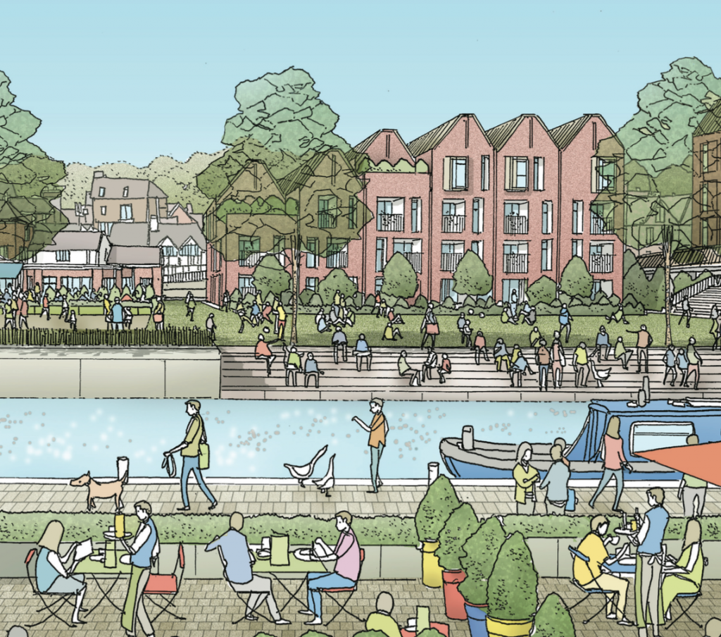 How Guildford's riverside could look - artist's impression of the possible view towards the Farnham Road Car Park.